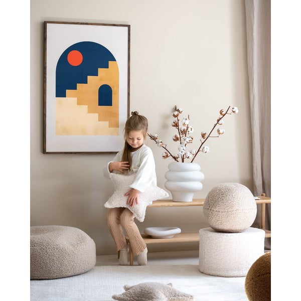 Krem dječji tabure od bouclé tkanine – Wigiwama-image-3