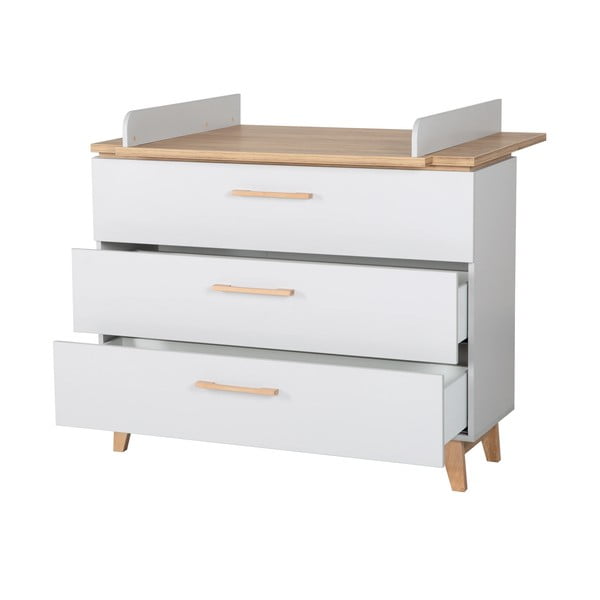 Svijetlo siva niska dječja komoda u dekoru hrasta s promjenjivim stolom 117x104 cm Caro – Roba-image-3