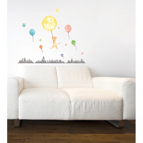 Svjetleća naljepnica Fanastick Cat And Moon