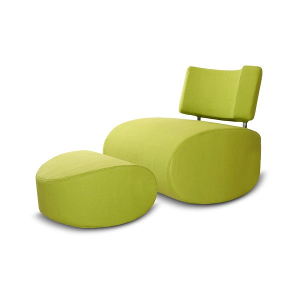 Limeta zelena stolica za ljuljanje s tabureom Softline Apollo