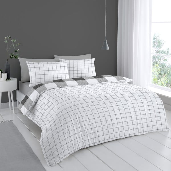 Bijelo-siva posteljina 200x135 cm Bold Check - Cloudsoft-image-2