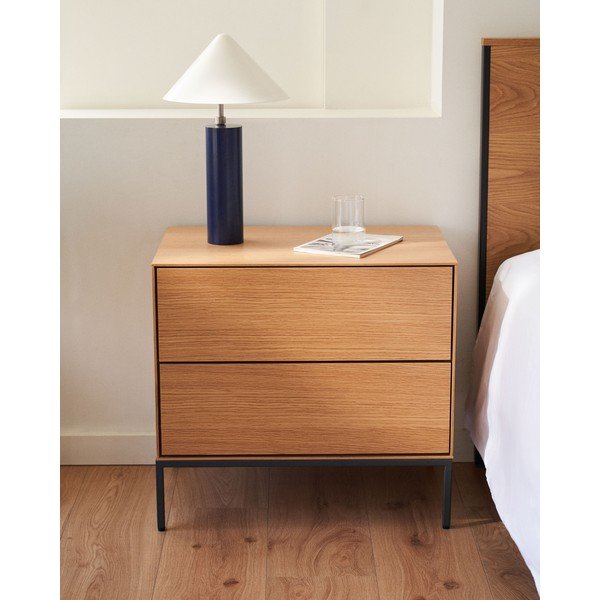 Noćni ormarić u dekoru hrasta u prirodnoj boji Vedrana – Kave Home-image-1