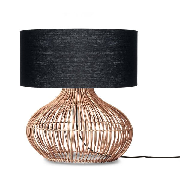 Crna/u prirodnoj boji stolna lampa s tekstilnim sjenilom (visina 60 cm) Kalahari – Good&Mojo