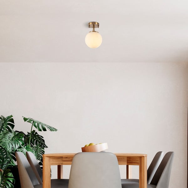 Bijela/mjedena stropna svjetiljka sa staklenim sjenilom ø 15 cm Atmaca – Opviq lights-image-1