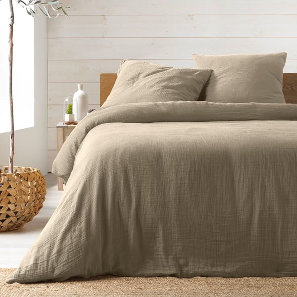 Bež posteljina za bračni krevet/za produženi krevet od muslina 240x260 cm Angelia – douceur d'intérieur