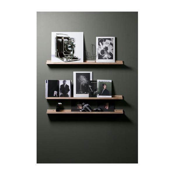 Polica za fotografije od punog hrasta u prirodnoj boji 120 cm Studio – WOOOD-image-3