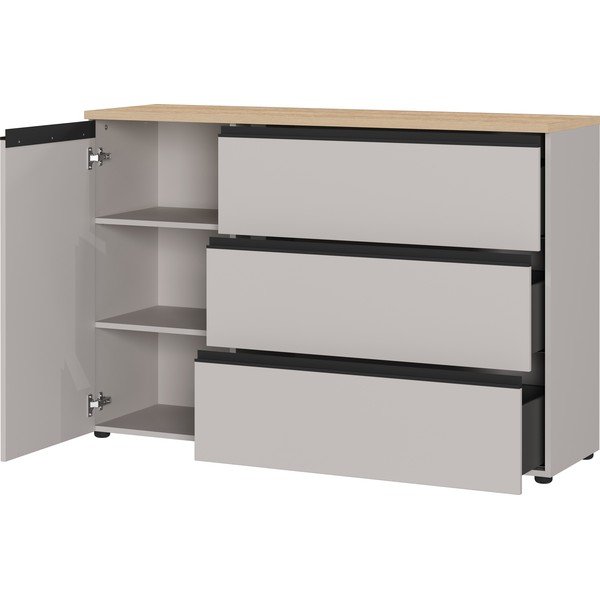 Sivo-bež/u svijetloj prirodnoj boji komoda 135x91x41 cm Cormano – Germania-image-3