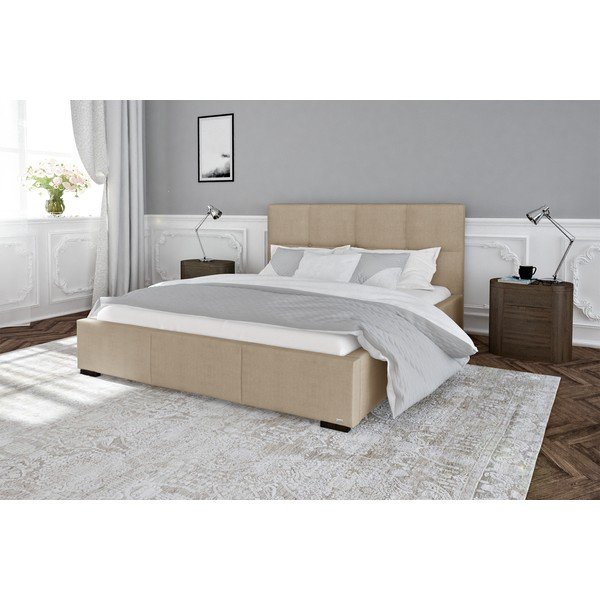 Bež bračni krevet s podnicom i prostorom za odlaganje Guy Laroche Home Fascination, 160 x 200 cm-image-1