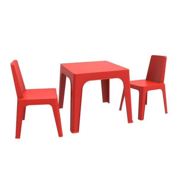Crvena dječja vrtna garnitura 1 stol i 2 stolice Resol Juliet