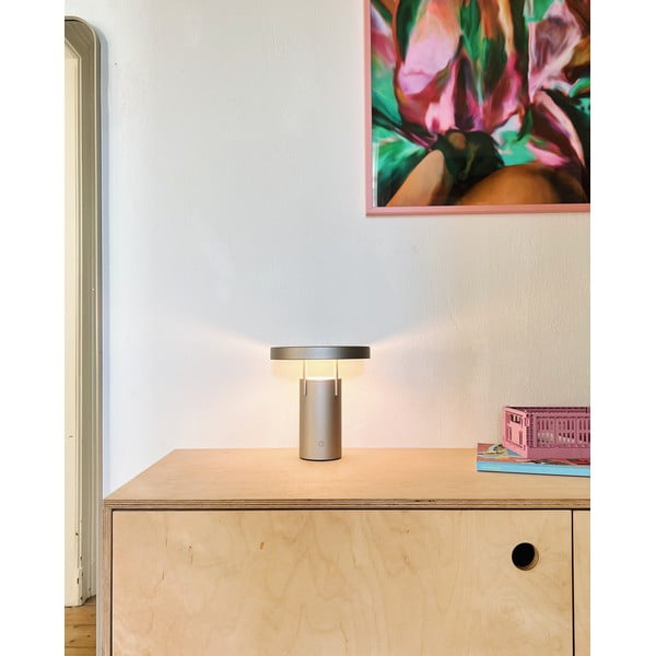 Svijetlo siva LED stolna lampa s mogućnosti zatamnjivanja (visina 20 cm) BringMe – Hübsch-image-1