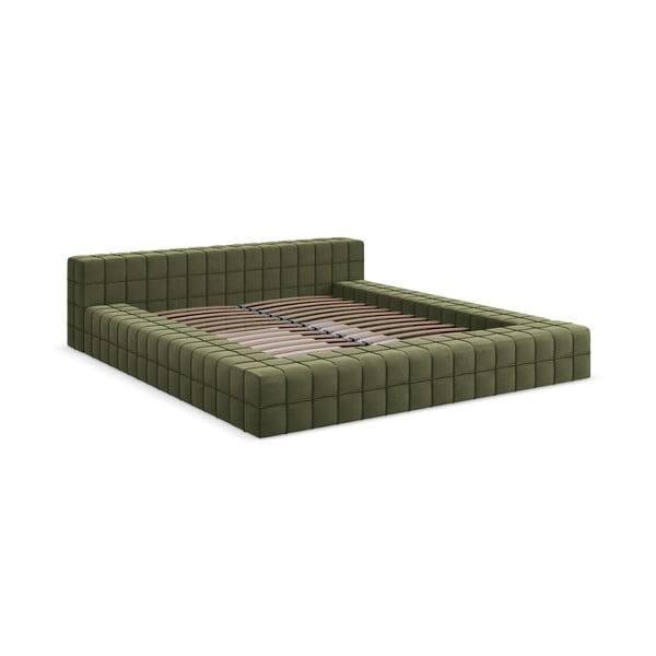Zeleni tapecirani bračni krevet s podnicom 140x200 cm Akela – Makamii