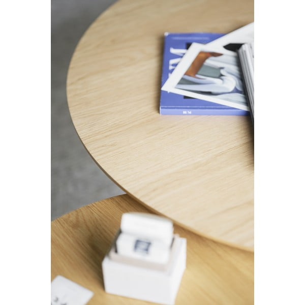 Okrugao stolić za kavu u dekoru hrasta u prirodnoj boji 90x90 cm Hobart – Rowico-image-3