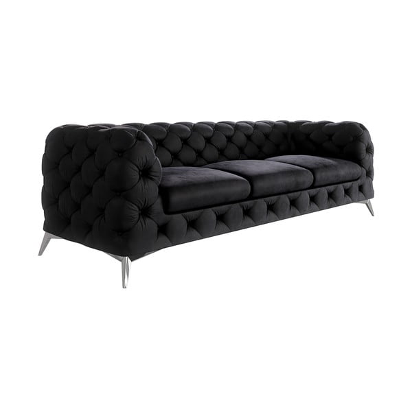 Crna baršunasti sofa 243 cm Chelsea – Ropez-image-1