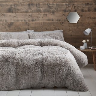 Siva podesiva posteljina za bračni krevet 230x220 cm Cuddly Deep Pile - Catherine Lansfield