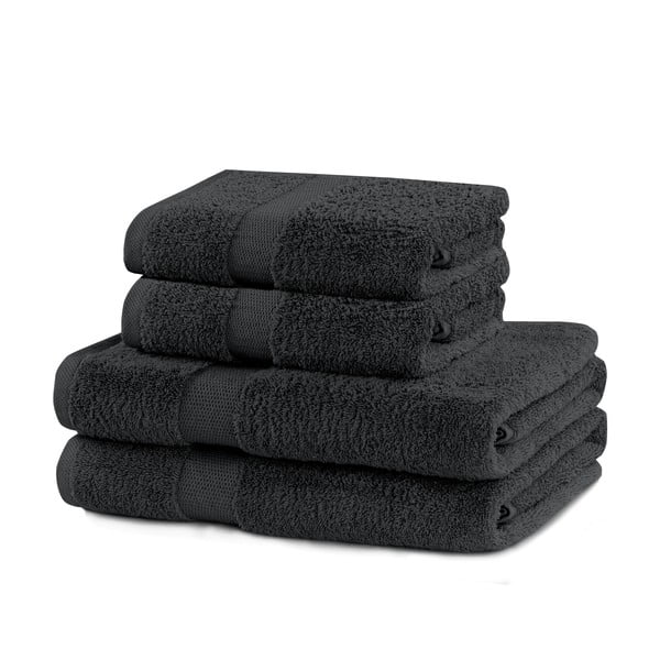 Tamno sivi pamučni set ručnika 4 kom od frotira Marina – Restilo