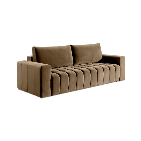 Svjetlo smeđa baršunasti sklopiva/s prostorom za odlaganje sofa 247 cm Lazaro – ELTAP-image-2