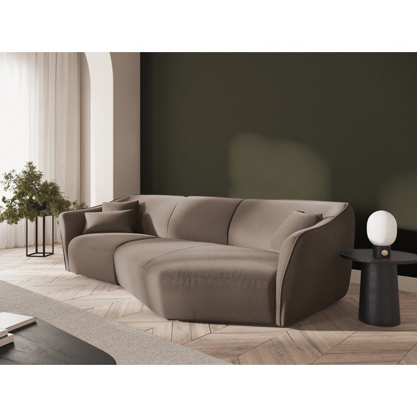 Smeđa baršunasti kutna garnitura Tokyo – Cosmopolitan Design-image-1