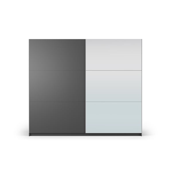 Tamno sivi ormar s ogledalom i kliznim vratima 250x215 cm Lisburn - Cosmopolitan Design