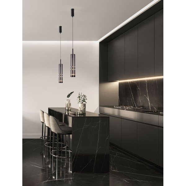 Siva staklena LED viseća svjetiljka ø 8 cm Bento – Nova Luce-image-1