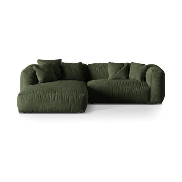 Zelena baršunasti kutna garnitura (s lijevim kutom/s ležaljkom) Martina – Micadoni 