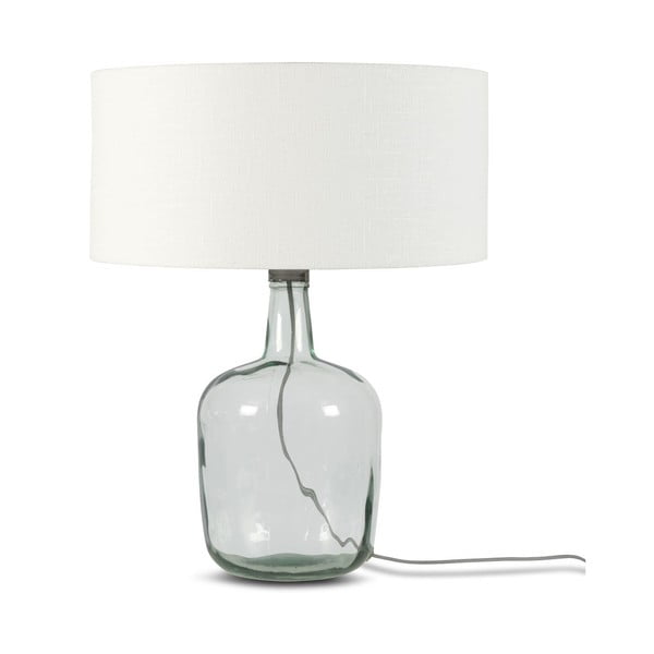 Stolna lampa s bijelim sjenilom i konstrukcijom od recikliranog stakla Good &amp; Mojo Murano, ⌀ 47 cm