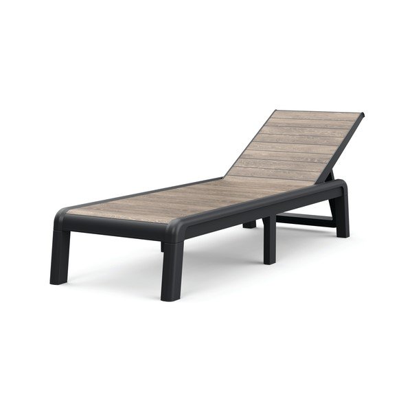 Smeđa plastična podesiva/sklopiva vrtna ležaljka Deco Porto – Keter