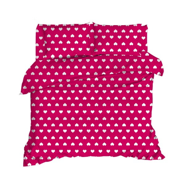 Ružičasta pamučna satenska posteljina za bračni krevet s plahtom i pokrivačem 240x260 cm Chole - Mijolnir