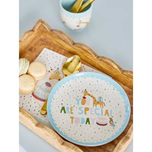 Svijetlo plavi/krem dječji tanjur od kamenine ø 16 cm Celebrate – Bloomingville Mini-image-2