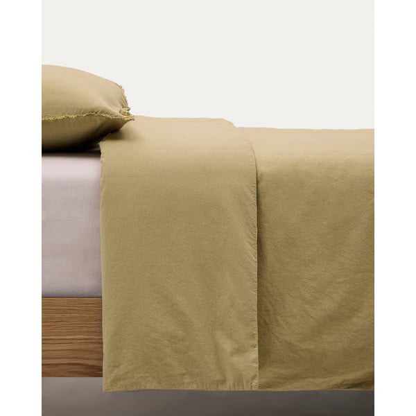 Žuta /zelena posteljina za krevet za jednu osobu/za produženi krevet od pamučnog perkala 150x220 cm Sifinia – Kave Home
