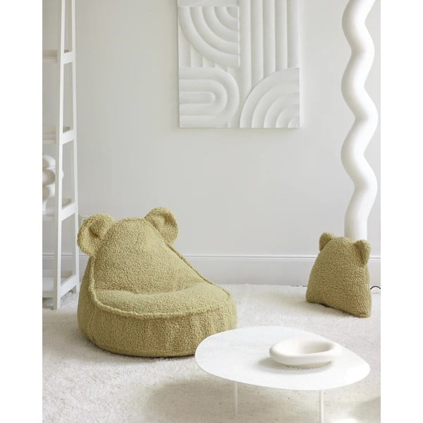 Zeleni dječji jastuk za sjedenje od bouclé tkanine Bear – Wigiwama-image-3