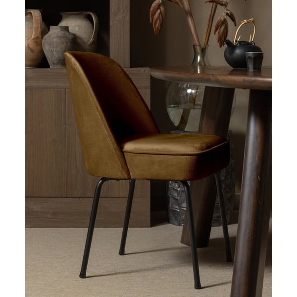 Senf žute baršunaste blagovaonske stolice u setu 2 kom Vogue – WOOOD-image-1