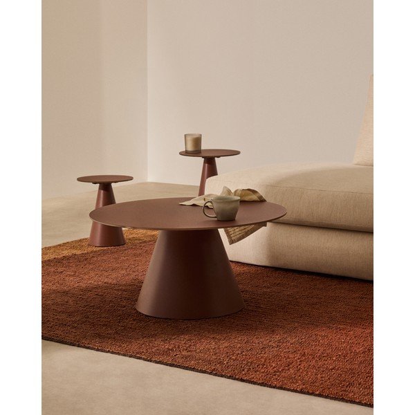 Okrugao stolić za kavu sa staklenom pločom stola boje terakote ø 80 cm Wilshire – Kave Home-image-1