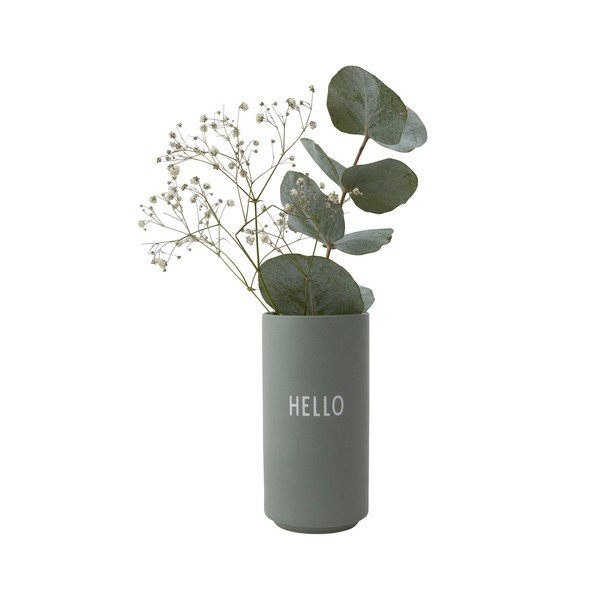 Zelena porculanska vaza Design Letters Hello, visina 11 cm-image-2