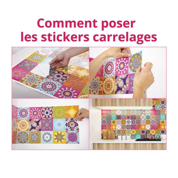 Set od 60 ukrasnih zidnih samoljepljivih naljepnica Ambiance Fernando, 15 x 15 cm-image-3