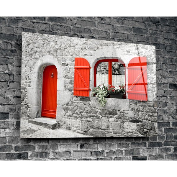 Staklena slika Insigne Red Door and Window-image-3