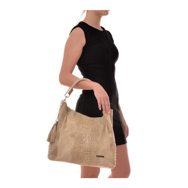 Smeđe-bež kožna torbica Sofia Cardoni Manu-image-1