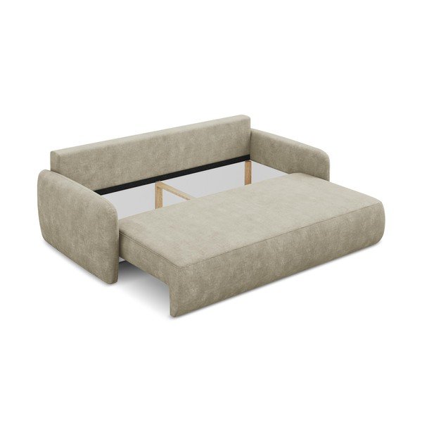 Bež sklopiva/s prostorom za pohranu sofa od šenila 218 cm Lilo – Makamii-image-3