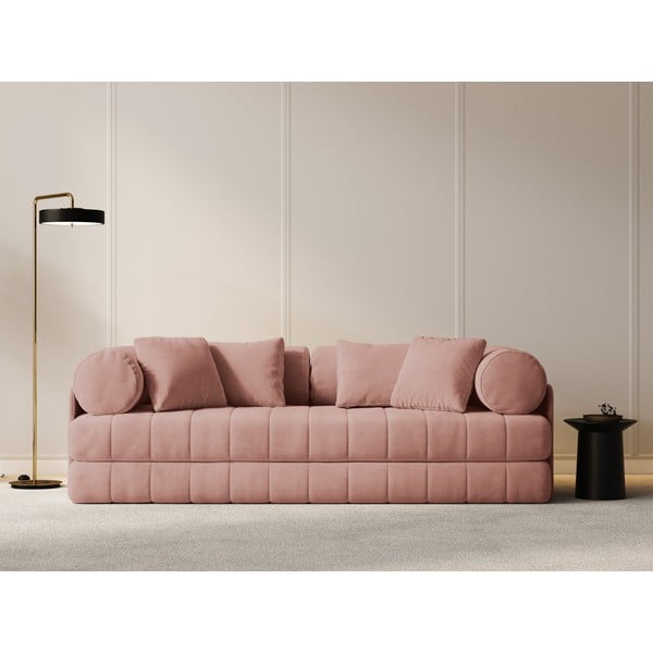 Ružičasta baršunasti sklopiva sofa 206 cm Kemi – Cosmopolitan Design-image-4