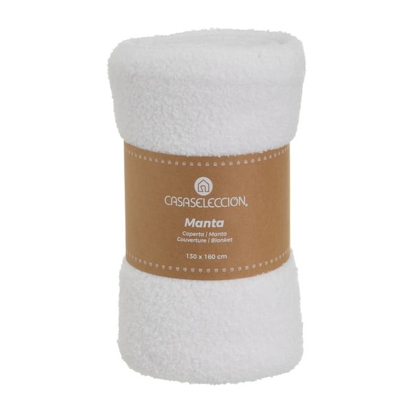 Bijela deka od sherpa flisa 130x160 cm Sherpa Bouclé – Casa Selección-image-4