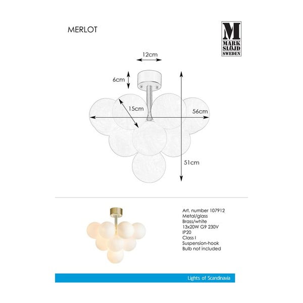 Stropna svjetiljka Markslöjd Merlot Plafond Brass 13L-image-2