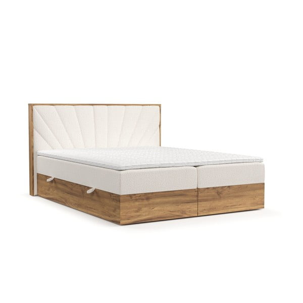 Krem/u prirodnoj boji boxspring krevet s prostorom za pohranu 180x200 cm Asahi – Maison de Rêve