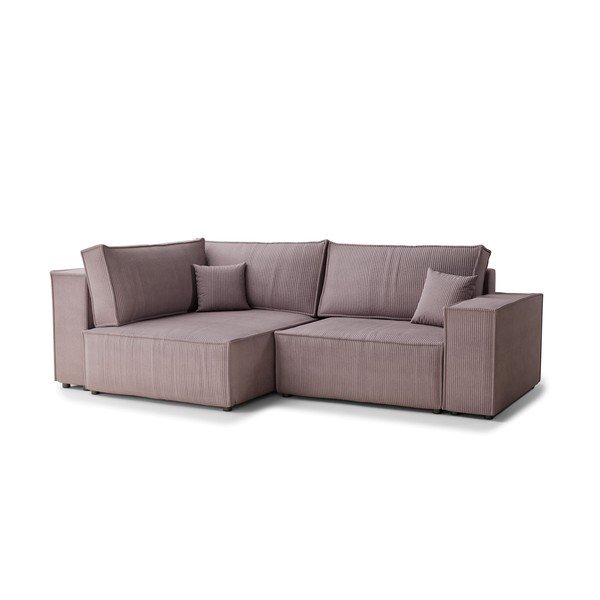 Ljubičasta sklopiva/s prostorom za odlaganje kutna garnitura od samta (s lijevim kutom/u obliku slova L) Tonga – Maison de Rêve