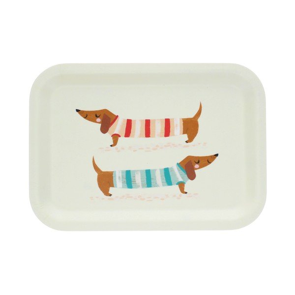 Krem drven dječji pladanj 20x28 cm Sausage dog – Rex London