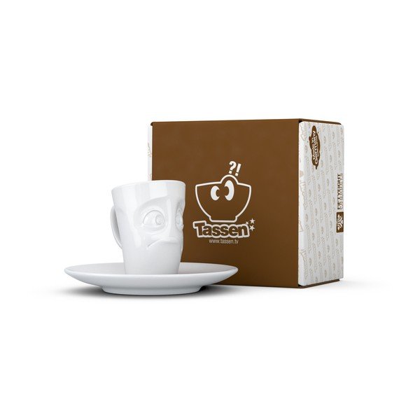 Bijela "razočarana" porculanska šalica za espresso s tanjurićem 58products, 80 ml-image-3