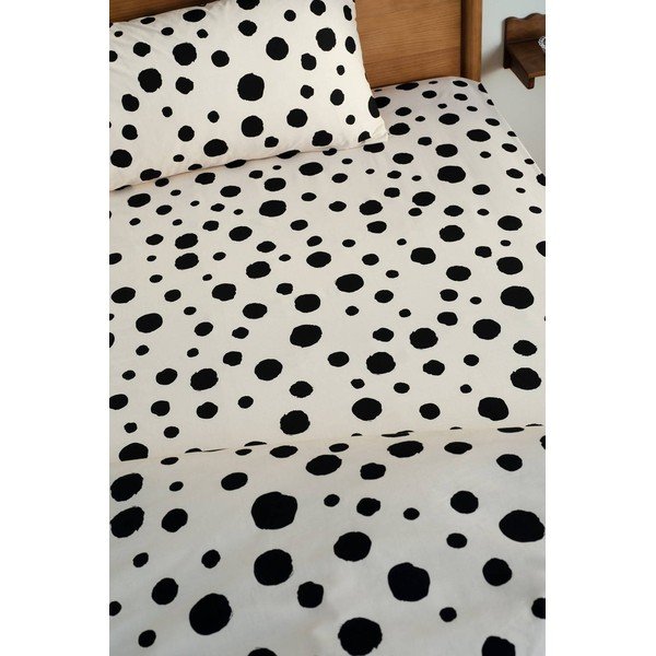 Crna/bež pamučna plahta s gumom 90x200 cm Rigmor – Jotex-image-1