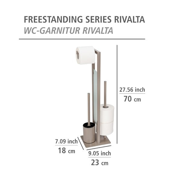 Svijetlo smeđi stalak za toaletni papir s WC četkom Wenko Rivalta-image-4