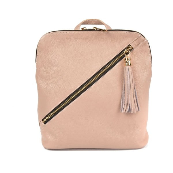Puderasto ružičasti kožni ruksak Carla Ferreri Elena