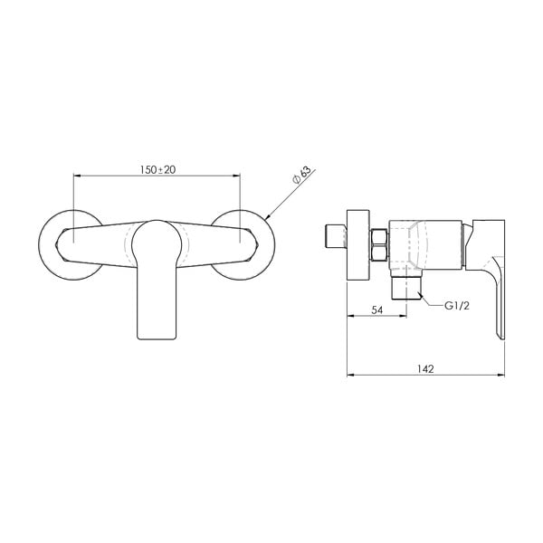 Mat crna zidna slavina za tuš (s 1 izlazom) Pax – Sapho-image-1
