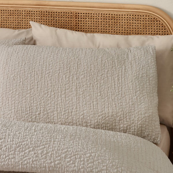 Svjetlo smeđa posteljina za bračni krevet/za produženi krevet od krepa 230x220 cm Crinkle Seersucker – Catherine Lansfield-image-2