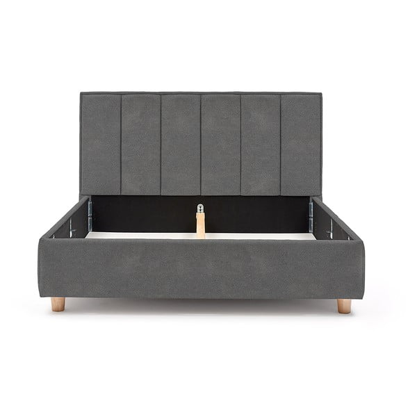 Svijetlo sivi bračni krevet s rešetkom i prostorom za odlaganje ProSpánek Wega, 180 x 200 cm-image-3